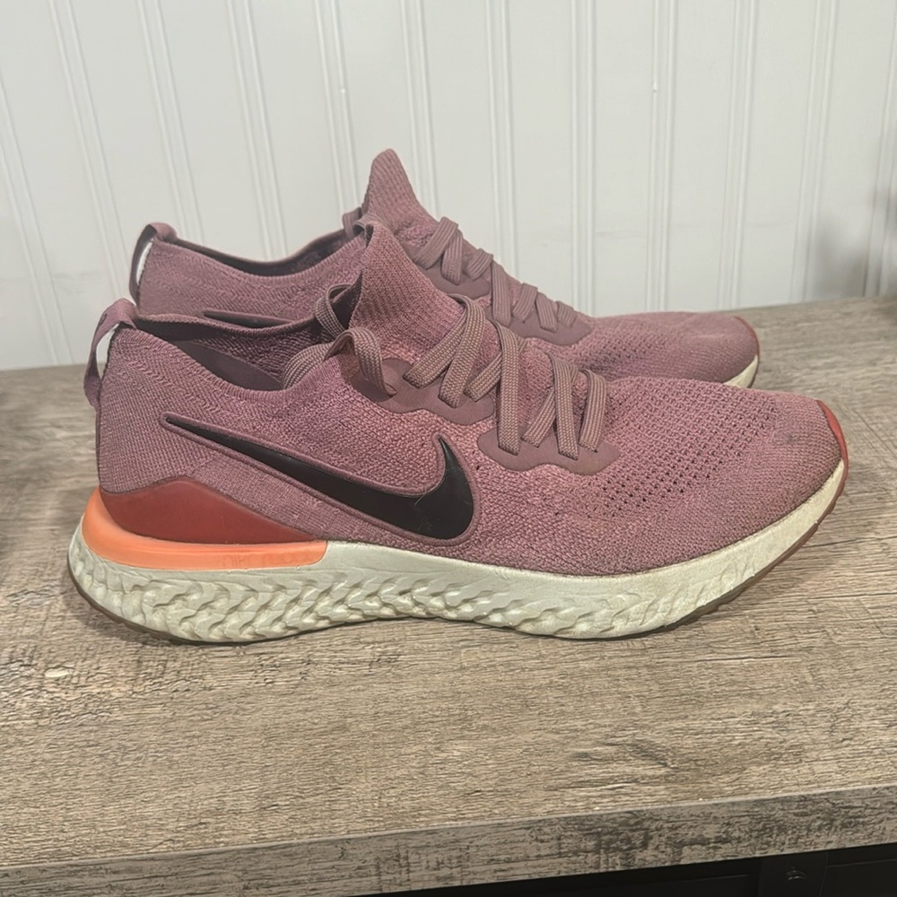 Nike Women's Running Shoes Maroon with Black Swoosh and Orange Accent